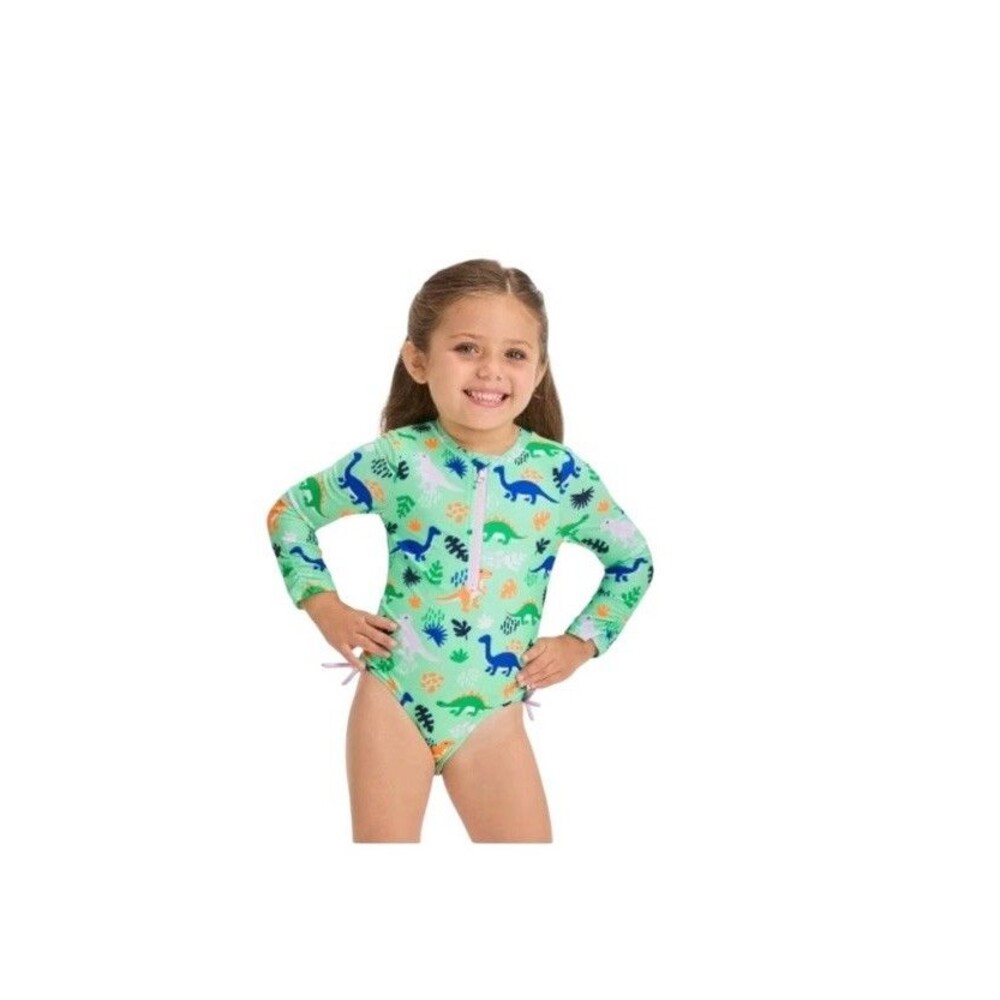 Cat & Jack UPF 50 Long Sleeve Swimsuit Girl Size 5T Dinosaur Zipper NWOT